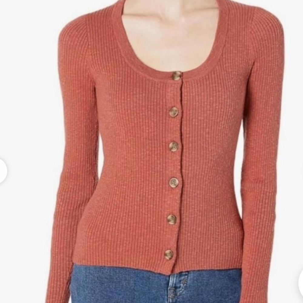 Madewell Women's Rust Button-Up Sweater